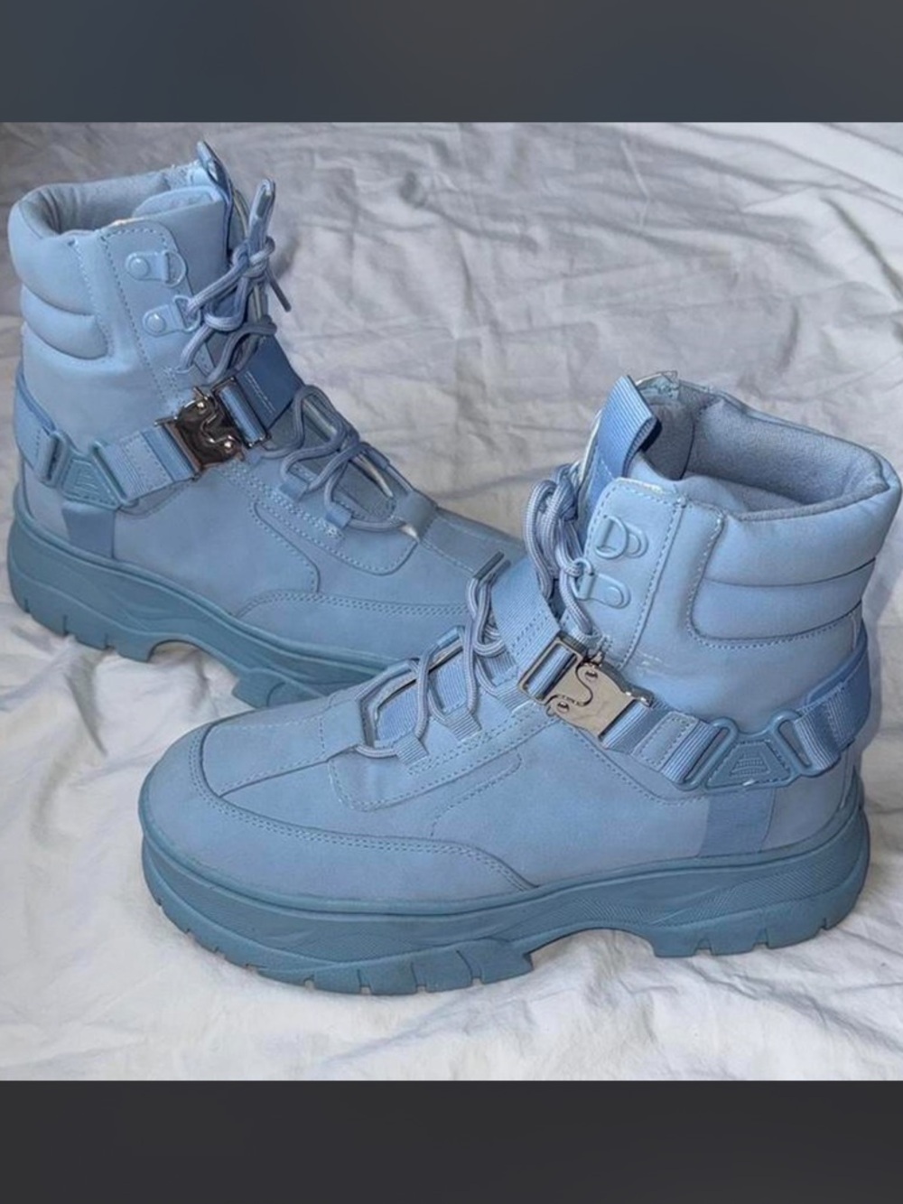 Blue Combat Platform Boots